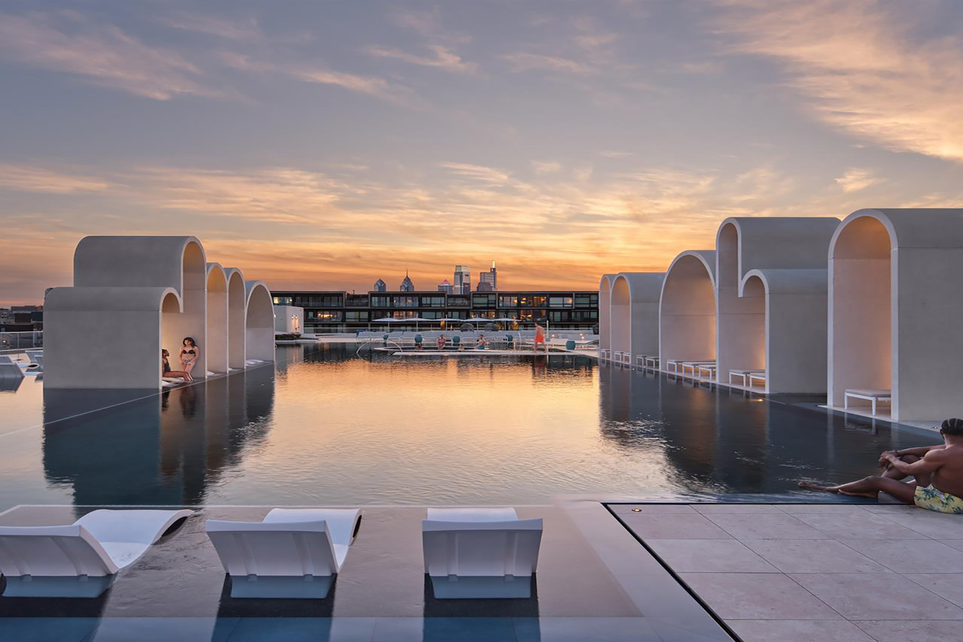 Pool shot at sunset